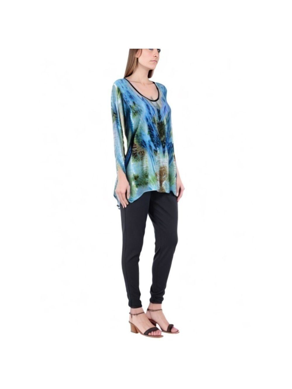 Peter Nygard Scoopneck Abstract Multicolored Tunic Blouse